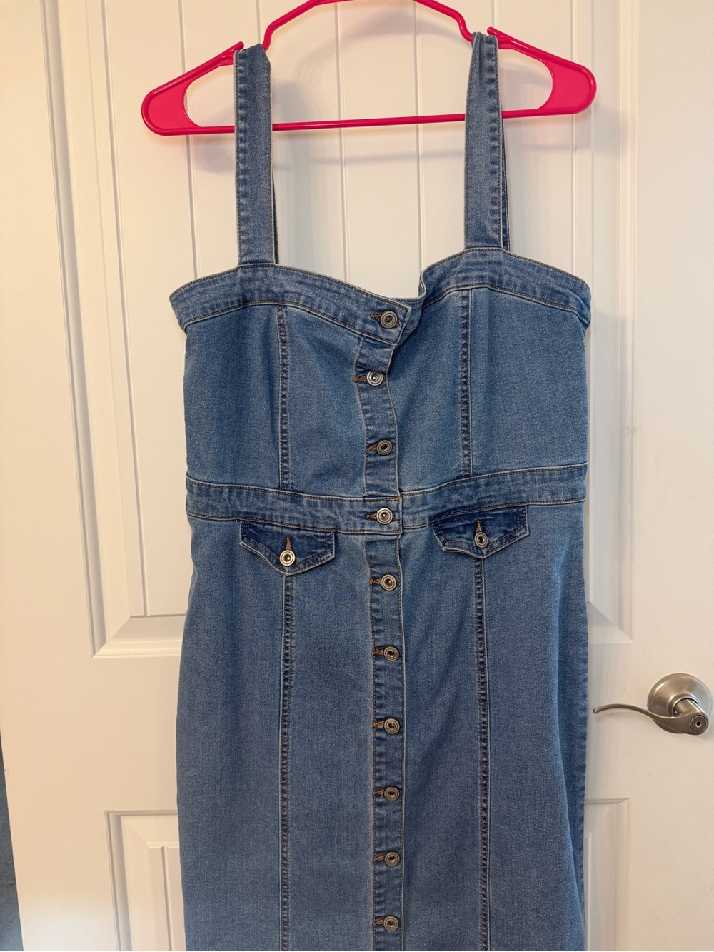 Denim Button-Front Midi Dress